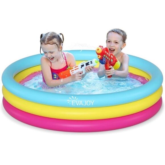 NWT Inflatable Kiddie Pool, 58'' x 13'' Ground Swimming Pool for Kids - Picture 2 of 14